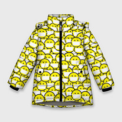 Куртка зимняя для девочки Смайлики в Масках, цвет: 3D-светло-серый