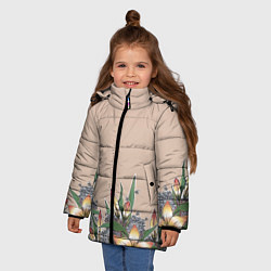 Куртка зимняя для девочки Лилии и сирень, цвет: 3D-светло-серый — фото 2