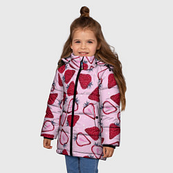 Куртка зимняя для девочки Клубничка, цвет: 3D-черный — фото 2