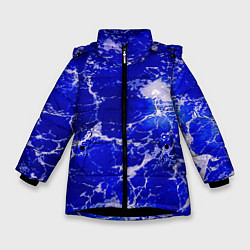 Куртка зимняя для девочки Морские волны!, цвет: 3D-черный