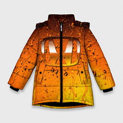 Куртка зимняя для девочки Honda капли дождя, цвет: 3D-черный