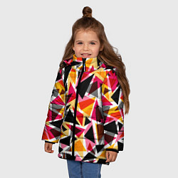 Куртка зимняя для девочки Разноцветные треугольники, цвет: 3D-светло-серый — фото 2