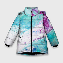 Куртка зимняя для девочки Цветная морская пена, цвет: 3D-черный