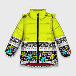 Зимняя куртка для девочки Яркий цветочный узор