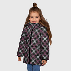 Куртка зимняя для девочки Темный серый узор в клетку, цвет: 3D-светло-серый — фото 2