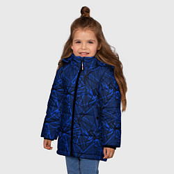 Куртка зимняя для девочки Черно-синий геометрический, цвет: 3D-светло-серый — фото 2