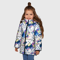 Куртка зимняя для девочки Этнический узор пэчворк, цвет: 3D-черный — фото 2