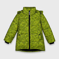 Куртка зимняя для девочки Зеленый мраморный узор, цвет: 3D-черный