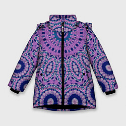 Куртка зимняя для девочки Сиреневый калейдоскоп, цвет: 3D-черный