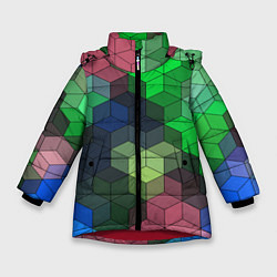 Куртка зимняя для девочки Разноцветный геометрический уз, цвет: 3D-красный