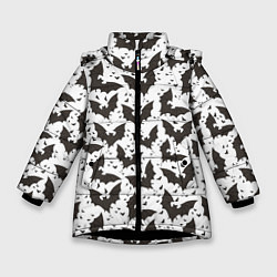 Куртка зимняя для девочки Летучие мыши, цвет: 3D-черный