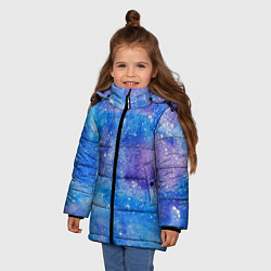 Куртка зимняя для девочки Акварельные разводы и брызги красок, цвет: 3D-черный — фото 2
