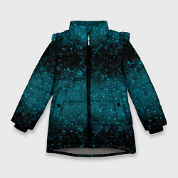 Куртка зимняя для девочки Черно-синие блестки, цвет: 3D-светло-серый