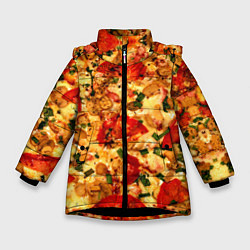Куртка зимняя для девочки Пицца с грибами, цвет: 3D-черный