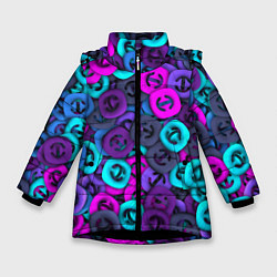 Куртка зимняя для девочки Неоновые снаперсы, цвет: 3D-черный