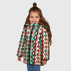 Куртка зимняя для девочки Маленькие Ёлочки, цвет: 3D-черный — фото 2