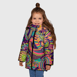 Куртка зимняя для девочки Яркий красочный узор, цвет: 3D-красный — фото 2