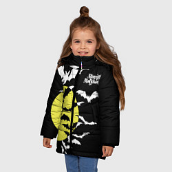Куртка зимняя для девочки Летучие мыши на Хэллоуин, цвет: 3D-черный — фото 2