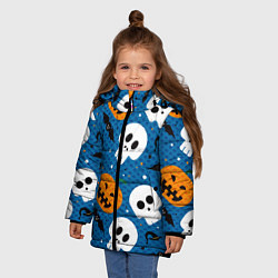 Куртка зимняя для девочки ЧЕРЕПА И ТЫКВЫ HALLOWEEN, цвет: 3D-черный — фото 2
