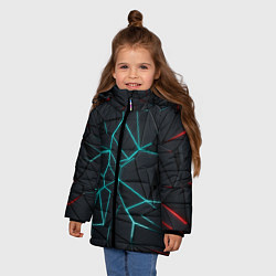 Куртка зимняя для девочки Геометрический фон, цвет: 3D-черный — фото 2