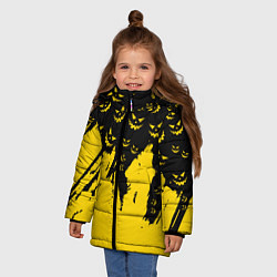 Куртка зимняя для девочки Тыквенные смайлы, цвет: 3D-светло-серый — фото 2