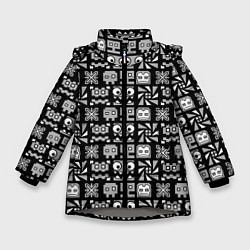 Куртка зимняя для девочки Geometry Dash: Cubes, цвет: 3D-светло-серый