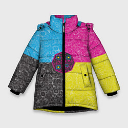 Куртка зимняя для девочки Октагон на фоне АПВ 4 1 14, цвет: 3D-черный
