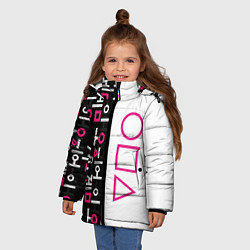 Куртка зимняя для девочки Игра в кальмара: Стражи, цвет: 3D-черный — фото 2