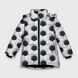 Куртка зимняя для девочки Текстура футбольного мяча, цвет: 3D-черный