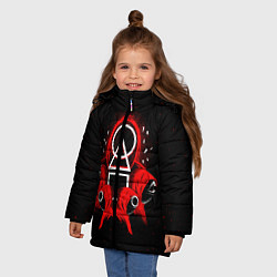 Куртка зимняя для девочки Игра в кальмара: Команда, цвет: 3D-красный — фото 2