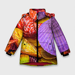 Куртка зимняя для девочки Разноцветные ракушки multicolored seashells, цвет: 3D-красный