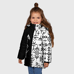 Куртка зимняя для девочки ПАТТЕРН РУНЫ RUNES Z, цвет: 3D-светло-серый — фото 2