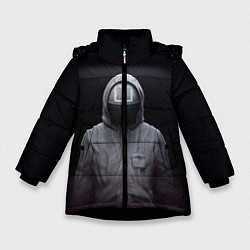 Куртка зимняя для девочки ИГРА В КАЛЬМАРА СОТРУДНИК КВАДРАТ, цвет: 3D-черный