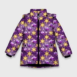 Куртка зимняя для девочки Игрушки украшения, цвет: 3D-черный