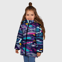 Куртка зимняя для девочки Космический абстрактный паттерн, цвет: 3D-красный — фото 2