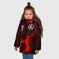 Куртка зимняя для девочки ЛЕКСУС КРАСНЫЕ 3Д ПЛИТЫ, цвет: 3D-черный — фото 2