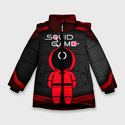 Куртка зимняя для девочки Игра в кальмара - 3D плиты, цвет: 3D-черный
