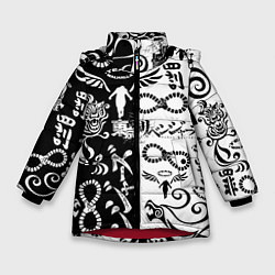 Куртка зимняя для девочки ТОКИЙСКИЕ МСТИТЕЛИ ЛОГОБОМБИНГ ЧБ, цвет: 3D-красный