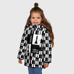 Куртка зимняя для девочки Шахматы Король и королева 2022, цвет: 3D-черный — фото 2
