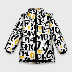 Куртка зимняя для девочки Буквенный бум, цвет: 3D-черный