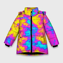 Зимняя куртка для девочки Яркая абстракция космических красок
