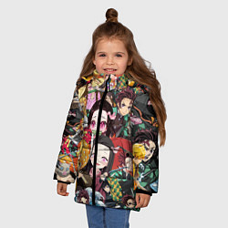 Куртка зимняя для девочки КЛИНОК РАССЕКАЮЩИЙ СТИКЕРБОМБИНГ, цвет: 3D-черный — фото 2