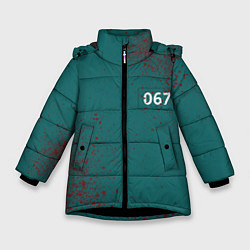 Куртка зимняя для девочки Игра в кальмара: Персонаж 067, цвет: 3D-черный