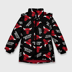 Куртка зимняя для девочки CHICAGO BULLS БЫКИ УЗОР, цвет: 3D-красный