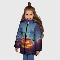 Куртка зимняя для девочки НОЧЬ ХЕЛОЛОУИНА, цвет: 3D-черный — фото 2