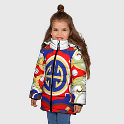 Куртка зимняя для девочки Монгольский орнамент, цвет: 3D-красный — фото 2