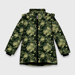 Куртка зимняя для девочки Крабы камуфляж, цвет: 3D-черный