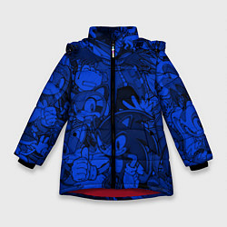 Куртка зимняя для девочки SONIC BLUE PATTERN СИНИЙ ЁЖ, цвет: 3D-красный