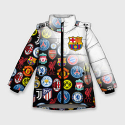 Куртка зимняя для девочки FC BARCELONA LOGOBOMBING, цвет: 3D-светло-серый