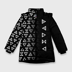 Куртка зимняя для девочки ЗНАКИ ВЕДЬМАКА, СИМВОЛЫ, цвет: 3D-черный